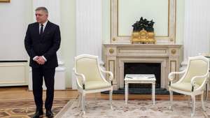 epa11790279 Slovak Prime Minister Robert Fico looks on as he waits for his meeting with Russian President Putin at the Kremlin in Moscow, Russia, 22 December 2024. Fico is on a working visit to Moscow.  EPA/GAVRIIL GRIGOROV/SPUTNIK/KREMLIN / POOL