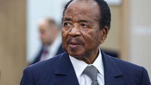 epa10774383 A handout photo made available by TASS Host Photo Agency shows Cameroonian President Paul Biya meeting with Russia's President Vladimir Putin, during the Second Summit 'Russia-Africa' Economic and Humanitarian Forum in St.Petersburg, Russia, 28 July 2023. The Second Summit Economic and Humanitarian Forum 'Russia-Africa' takes place from 27 to 28 July at the Expoforum congress-exhibition center in St.Petersburg.  EPA/KIRILL KUKHMAR / TASS HOST PHOTO AGENCY/ HANDOUT --MANDATORY CREDIT-- HANDOUT EDITORIAL USE ONLY/NO SALES