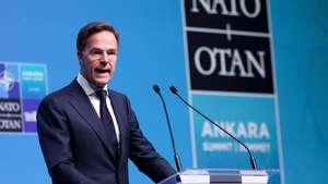 epaselect epa13098031 NATO Secretary General Mark Rutte speaks during a press conference at the 2026 NATO Summit in Ankara, Turkey, 08 July 2026. The NATO Summit takes place from 07-08 July.  EPA/GEORGI LICOVSKI