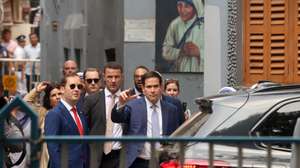 epa12985889 US Secretary of State Marco Rubio waves to the media near Mother House in Kolkata, India, 23 May 2026. Rubio arrived in Kolkata on the opening leg of a four-day official visit to India, where he will tour several cities and attend the Quadrilateral Security Dialogue (Quad) Foreign Ministers' meeting in New Delhi.  EPA/PIYAL ADHIKARY