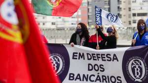 Manifestação de trabalhadores do Santander