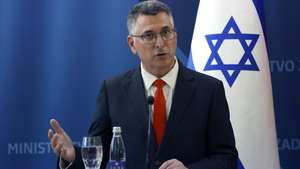 epa13225441 Israeli Foreign Minister Gideon Saar speaks during a press conference in Ljubljana, Slovenia, 09  September 2026. Saar is visiting Slovenia to open the first Israeli embassy in Ljubljana.  EPA/ANTONIO BAT