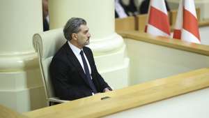 epa11776515 A handout photo made available by the Georgian Parliament press service shows, Mikheil Kavelashvili, only presidential candidate nominated by the ruling 'Georgian Dream' party, after being selected as new Georgia's president following voting at the Parliament building during presidential elections in Tbilisi, Georgia, 14 December 2024. For the first time in Georgia, the president was elected by an electoral college comprising parliamentarians and local government representatives. President Salome Zourabichvili, declaring herself the only lawful representative of power in the country, said that she would not resign from her post, stating 'with an illegitimate parliament, there cannot be legitimate presidential elections'.  EPA/GEORGIAN PARLIAMENT PRESS SERVICE / HANDOUT  HANDOUT EDITORIAL USE ONLY/NO SALES