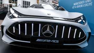epa13026142 A Mercedes-AMG GT 4-Door Coupe is seen at a production line to mount an axial-flux electric motor is seen at at the Mercedes-Benz plant in Berlin, Germany, 09 June 2026. Mercedes-Benz has launched the first large-scale production of an axial-flux electric motor at its Berlin-Marienfelde plant. According to the company, the new technology promises higher efficiency and a more compact design, marking another step toward electric mobility.  EPA/FILIP SINGER