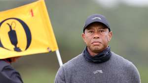epaselect epa11485881 US golfer Tiger Woods looks on during Round 1 of the Open Golf Championships 2024 at the Royal Troon Golf Club, Troon, Britain, 18 July 2024.  EPA/ROBERT PERRY