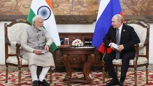 epa13202589 Indian Prime Minister Narendra Modi (L) and Russian President Vladimir Putin attend a meeting on the sidelines of the Shanghai Cooperation Organization (SCO) summit in Bishkek, Kyrgyzstan, 31 August 2026. The Shanghai Cooperation Organization (SCO) Summit 2026 is held in Bishkek on 31 August and 01 September.  EPA/PETR KOVALEV/SPUTNIK/KREMLIN / POOL MANDATORY CREDIT