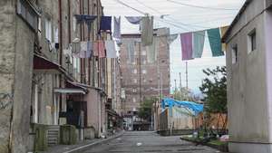 epa10912982 A view of laundry hanging on clotheslines at an abandoned residential area in Stepanakert, known also as Khankendi, the former regional capital of Nagorno-Karabakh, Azerbaijan, 10 October 2023 (issued 11 October 2023). Before Azerbaijan's military offensive last September, Nagorno-Karabakh's population was estimated at 120,000. After a military defeat by Azerbaijan followed by a mass exodus of nearly the entire region's population of ethnic Armenians, the enclave will 'cease to exist' as a self-proclaimed state from 01 January 2024, the region's separatist leader Samvel Shakhramanyan announced on 28 September 2023, after signing a decree to dissolve all its institutions. The territory, internationally recognized as part of Azerbaijan, has been at the center of a decades-long conflict between Armenia and Azerbaijan.  EPA/STRINGER