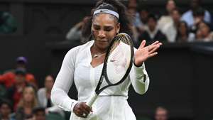 epa10039814 Serena Williams of USA applauds a point of her opponent in the women's first round match against Harmony Tan of France at the Wimbledon Championships, in Wimbledon, Britain, 28 June 2022.  EPA/ANDY RAIN   EDITORIAL USE ONLY