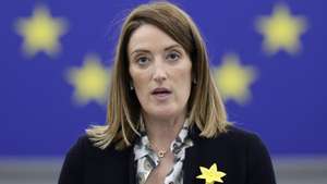 epa12004775 European Parliament President, Roberta Metsola, speaks during a debate on 'Progress in the UN-led efforts for the resumption of negotiations towards a solution to the Cyprus problem' at the European Parliament in Strasbourg, France, 02 April 2025. The EU Parliament's session runs from 31 March to 03 April 2025.  EPA/RONALD WITTEK