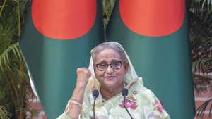 epaselect epa11064419 Bangladesh Prime Minister and Awami League President Sheikh Hasina addressing a meeting with foreign observers and journalists at the Prime Ministerâ€™s resident at Gono Bhaban in Dhaka, Bangladesh, 08 January, 2024. Bangladeshâ€™s governing party, the Awami League, won the 12th Parliamentary elections, giving its Prime Minister Sheikh Hasina a fourth consecutive term.  EPA/MONIRUL ALAM