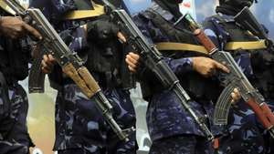 epa13117775 Houthi troopers stand guard during a protest against Saudi Arabia, in Sana'a, Yemen, 17 July 2026. Thousands of Houthi supporters demonstrated in Sana'a against Saudi Arabia a day after Houthi leader Abdul-Malik al-Houthi threatened to target Saudi oil facilities if Riyadh escalated its military involvement in Yemen. Saudi Arabia has supported the Yemeni government militarily and politically since 2015, after Houthi forces seized much of northern Yemen.  EPA/YAHYA ARHAB