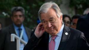 epa11410494 United Nations Secretary-General Antonio Guterres before posing for a group photo with G7 heads of states and the heads of delegation of outreach countries during the second day of the G7 Summit in Borgo Egnazia, Italy, 14 June 2024. The 50th G7 summit brings together the Group of Seven member states leaders in Borgo Egnazia resort in southern Italy from 13 to 15 June 2024.  EPA/ETTORE FERRARI