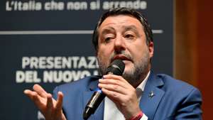 epa11310774 Italy&#039;s deputy Prime Minister, Minister of Infrastructure and leader of Italian far-right League party (Lega) Matteo Salvini, attends the presentation of his new book &#039;Controvento. L&#039;Italia che non si arrende&#039; at the Adriano Temple in Rome, Italy, 30 April 2024. League party candidate for the upcoming European elections, General Roberto Vannacci is set to run in June&#039;s European elections as an independent candidate on the League&#039;s lists. The 55-year-old former paratrooper commander caused controversy and came recently under disciplinary proceedings ordered by the defence ministry over his book, &#039;Il Mondo al Contrario&#039; (The World Back To Front), for slamming gays and other minorities.  EPA/ETTORE FERRARI