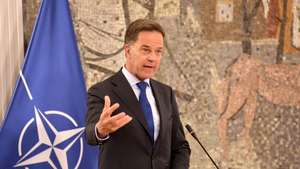 epa12950044 NATO Secretary General Mark Rutte speaks during a press conference with Montenegro's Prime Minister Milojko Spajic after their meeting in Podgorica, Montenegro, 12 May 2026. NATO Secretary General Rutte is on an official visit to Montenegro.  EPA/BORIS PEJOVIC