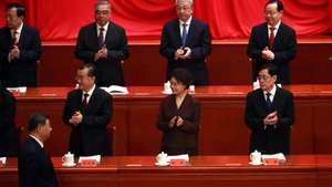epa13077011 Chinese President Xi Jinping (L, below) arrives at the Great Hall of the People during the celebration of the 105th founding anniversary of Chinese Communist Party (CPC), in Beijing, China, 01 July 2026. China on 01 July celebrates the 105th anniversary of the founding of the ruling Chinese Communist Party.  EPA/YONHAP SOUTH KOREA OUT