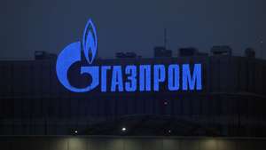 epa11818718 The logo of Russian energy giant Gazprom adorns a building in St. Petersburg, Russia, 11 January 2025.  EPA/ANATOLY MALTSEV