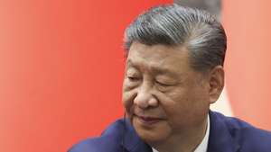 epa12976456 Chinese President Xi Jinping attends a joint press statement with Russian President Vladimir Putin (not pictured) at the Great Hall of the People in Beijing, China, 20 May 2026.  EPA/Maxim Shemetov / POOL