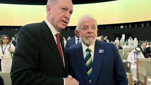epa11005816 A handout photo made available by Turkish Presidential Press office shows Turkish President Recep Tayyip Erdogan (L) and President of Brazil, Luiz Inacio Lula da Silva during the UN Climate Change Conference COP28, in Dubai, United Arab Emirates, 01 December 2023. The 2023 United Nations Climate Change Conference (COP28), runs from 30 November to 12 December, and is expected to host one of the largest number of participants in the annual global climate conference as over 70,000 estimated attendees, including the member states of the UN Framework Convention on Climate Change (UNFCCC), business leaders, young people, climate scientists, Indigenous Peoples and other relevant stakeholders will attend. HANDOUT EDITORIAL USE ONLY/NO SALES  EPA/MURAT CETINMUHURDAR /TURKISH PRESIDENTIAL PRESS OFFICE /HANDOUT  HANDOUT EDITORIAL USE ONLY/NO SALES HANDOUT EDITORIAL USE ONLY/NO SALES