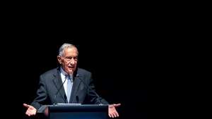 O Presidente da República, Marcelo Rebelo de Sousa, intervém durante a conferência "O futuro da participação visto pelos jovens" do ciclo de conferências anuais "O Futuro Já Começou", em Braga, 28 de novembro de 2022. HUGO DELGADO/LUSA