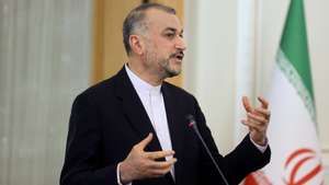 epa10322664 Iranian Foreign Minister Hossein Amir-Badoulahian speaks during a press conference in Tehran, Iran, 23 November 2022. Amir-Abdoulahian said that negotiations over nuclear talks are still going on as he mentioned that Tehran and Washington exchange messages through diplomatic channels.  EPA/STR