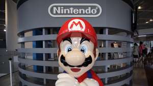 Super Mário em frente à Nintendo