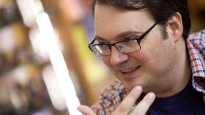 Brandon Sanderson, escritor norte-americano de 46 anos em Barcelona para uma conferênica. 3 de novembro de 2016