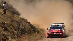 epa13065889 Britain's Elfyn Evans and his co-pilot Scott Martin drive their Toyota GR Yaris Rally1 during the SS4 Stiri 1, as part of the World Rally Championship (WRC), in Stiri, Central Greece, 26 June 2026. World Rally Championship (WRC) takes place from 25-28 June 2026 in Greece.  EPA/GEORGE VITSARAS