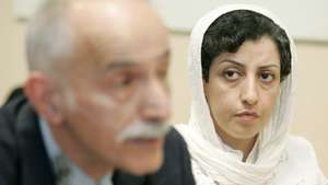 epa12587922 (FILE) - Iranian activist Narges Mohammadi (R) listens to Karim Lahidji (L), president of the Iranian league for the Defence of Human Rights, during a press conference on the Assessment of the Human Rights Situation in Iran, at the UN headquarters in Geneva, Switzerland, 09 June 2008 (reissued 12 December 2025). Narges Mohammadi, Nobel Peace Prize laureate in 2023, was arrested by security forces during a memorial ceremony for late lawyer Khosrow Alikordi, according to verified reports, citing the Narges Foundation.  EPA/MAGALI GIRARDIN *** Local Caption *** 56404325