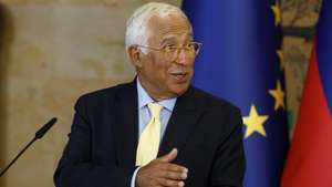 epa13211738 President of the European Council Antonio Costa talks to the press at a joint press conference with the Slovenian prime minister during Costa's visit to Brdo Castle near Kranj, Slovenia, 04 September 2026.  EPA/ANTONIO BAT