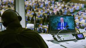 epa10305624 Russia's Ambassador to the United Nations Vassily Nebenzia speaks during a U.N. General Assembly meeting on Russia’s invasion of Ukraine at United Nations Headquarters in New York, New York, USA, 14 November 2022. The General Assembly was to vote on a non-binding resolution calling on Russia to be responsible for reparations for damages caused by the military invasion of Ukraine.  EPA/JUSTIN LANE
