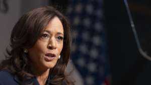 epa13302143 Former US Vice President Kamala D. Harris speaks about 'American Leadership and the Future of Alliances' during her Special Lecture at the Asan Institute for Policy Studies in Seoul, South Korea, 14 October 2026.  EPA/JEON HEON-KYUN