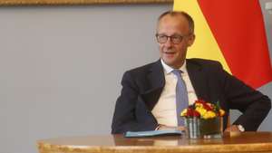 epa12124941 German Chancellor Friedrich Merz looks on during his meeting with Lithuanian President Gitanas Nauseda (not seen) in Vilnius, Lithuania, 22 May 2025. The two leaders discussed Lithuanian-German bilateral ties, defense cooperation, support for Ukraine and key items on the European Union agenda. Later, the German Chancellor will attend the Inauguration of the German 45th Armored Brigade 'Lithuania'.  EPA/TOMS KALNINS