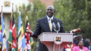 epa10161857 Kenyan President-elect, William Ruto speaks during a press conference after Supreme Court rulling, at his official residence in Karen, Nairobi, Kenya, 05 September 2022. The Kenya Supreme Court has unanimously upheld the result of the August 2022 presidential election won by William Ruto. A petition filed by the opposition leader Raila Odinga, challenging the outcome of the 09 August presidential elections is dismissed along with several petitions seeking to annul the result.  EPA/DANIEL IRUNGU
