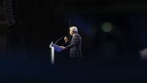Nuno Melo discursa durante a tomada de posse como novo presidente do CDS-PP no 29.º Congresso, no pavilhão Multiusos de Guimarães, 3 de abril de 2022. JOSÉ COELHO/LUSA