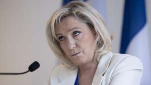 epa09090079  French member of Parliament and president of the Rassemblement National far-right party Marine Le Pen attends a news conference held to launch new political movement called 'Avenir Francais' (French Future) in Paris, France, 22 March 2021. The Avenir Francais movement seeks to assemble members of other smaller right wing parties as 'Debout la France' (Stand Up France) under Le Pen's patronage, as France nears regional elections.  EPA/IAN LANGSDON