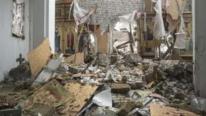 epa13258047 Debris of St. John the Baptist Orthodox Church destroyed by a Russian strike the previous day, in Kramatorsk, Donetsk region, eastern Ukraine, 23 September 2026, amid the Russian invasion.  EPA/TOMMASO FUMAGALLI