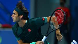 epa09065800 A handout photo made available by beIN Sports of Roger Federer of Switzerland serving against Daniel Evans of Great Britain during their match at the Qatar Exxonmobil Open in Doha, Qatar, 10 March 2021.  EPA/Samer F Rejjal / HANDOUT by beIN Sports  SHUTTERSTOCK OUT HANDOUT EDITORIAL USE ONLY/NO SALES