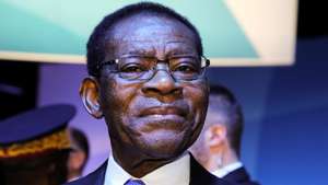 epa10332060 (FILE) Equatorial Guinea President Teodoro Obiang Nguema Mbasogo attends the plenary session of the Paris Peace Forum, in Paris, France, 12 November 2019 (reissued 27 November 2022). Obiang won a sixth term in office after he secured almost 95% of votes in general elections on 20 November, the government announced 26 November 2022.  EPA/LUDOVIC MARIN / POOL MAXPPP OUT