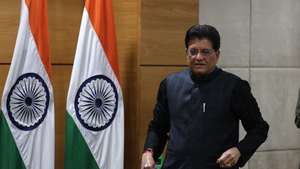 epa12702077 Indian Minister of Commerce and Industry Piyush Goyal arrives to address a press conference after the US and India agreed to a trade deal, in New Delhi, India, 03 February 2026. US President Donald Trump said the US and India had agreed to a trade deal, cutting tariffs on Indian goods to 18 percent from 25 percent, and claimed Prime Minister Narendra Modi agreed to stop buying Russian oil.  EPA/RAJAT GUPTA