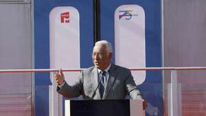 O primeiro-ministro, António Costa, intervém durante a cerimónia de comemoração do 75.º aniversário do Metro, no Terreiro do Paço, em Lisboa, 27 de janeiro de 2023. A cerimónia assinala a abertura do concurso público relativo ao prolongamento da linha Vermelha entre São Sebastião e Alcântara. ANTÓNIO PEDRO SANTOS/LUSA