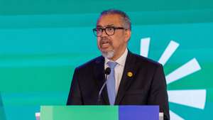 epa12284300 Tedros Adhanom Ghebreyesus, Director General of the World Health Organization (WHO), speaks during the Africa Health Sovereignty Summit in Accra, Ghana, 05 August 2025. The summit convenes African heads of state, health ministers, and global partners to align national and global agendas as countries across Africa are striving to build stronger health systems.   EPA/FRANK KPORFOR