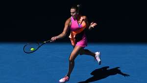 epa12683744 Aryna Sabalenka of Belarus in action against Iva Jovic of USA during their women’s quarter finals match on day 10 of the 2026 Australian Open tennis tournament at Melbourne Park in Melbourne, Australia, 27 January 2026.  EPA/JAMES ROSS AUSTRALIA AND NEW ZEALAND OUT
