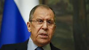 epa09139948 Russian Foreign Minister Sergei Lavrov attends a press conference after his meeting with Serbian Foreign Minister Nikola Selakovic  in Moscow, Russia, 16 April 2021. Serbian Foreign Minister Nikola Selakovic is on a working visit to Moscow.  EPA/YURI KOCHETKOV