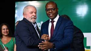 epa10376540 Brazil's President-elect, Luiz Inacio Lula da Silva, poses along with the appointed Minister of Human Rights, Silvio Almeida (R), during a press conference on the final report on the transition and to announce 16 Ministers of his future Government, in Brasilia, Brazil, 22 December 2022. Lula announced on 22 December 16 of his next ministers and included among them, as head of Industry and Commerce, the future vice president, Geraldo Alckmin. Lula will assume the Presidency on 01 January 2023 and has announced that he will increase the number of ministries to 37, compared to the 23 that the Government of the far-right Jair Bolsonaro had.  EPA/AndrÃ© Borges