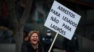 Leitura do acórdão do processo de Ricardo Salgado no âmbito da Operação Marquês, no Campus de Justiça. No exterior decorreu um protesto dos lesados do BES/Novo Banco. Lisboa, 07 de Março de 2022 FILIPE AMORIM/OBSERVADOR