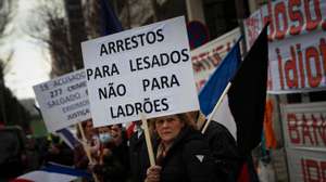 Leitura do acórdão do processo de Ricardo Salgado no âmbito da Operação Marquês, no Campus de Justiça. No exterior decorreu um protesto dos lesados do BES/Novo Banco. Lisboa, 07 de Março de 2022 FILIPE AMORIM/OBSERVADOR