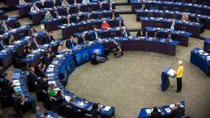 PARLAMENTO EUROPEU (PE): Estado da União: Discurso da Presidente da Comissão Europeia, Ursula von der Leyen a dar início ao debate sobre o Estado da União. Esteve presente durante todo o plenário, Olena Zenlenska, 1ª dama da Ucrânia que entrou no hemiciclo acompanhada de Roberta Metsola, presidente do PE e Ursula von der Leyen. 14 de Setembro de 2022 Parlamento Europeu, Estrasburgo TOMÁS SILVA/OBSERVADOR