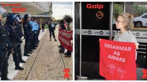 Ação movimento Climáximo, nas sedes da EDP e Galp, a 8 de novembro de 2023