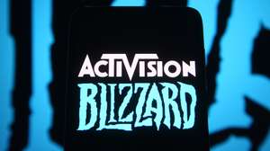 In this photo illustration, Activision Blizzard logo of a