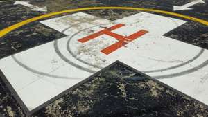 Vision of a heliport in the mountains
